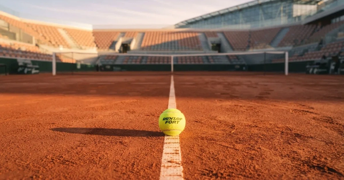 Un balón en el punto central de un campo de césped a la luz de la mañana